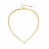 VACAMAMI Street beat metal snake bone V-shaped necklace