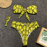 High Cut Bikini Sexy Swimsuit New Swimwear Women High Waist Bathing Suit Bandeau Beachwear - VACAMAMI