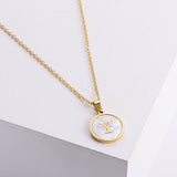 VACAMAMI Round Titanium Steel 18k Gold 26 Letters  Necklace