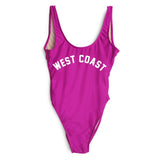 West Coast Letter Print Swimwear Women High Cut Low Back One Piece Bathing Suit Monokini Beachwear