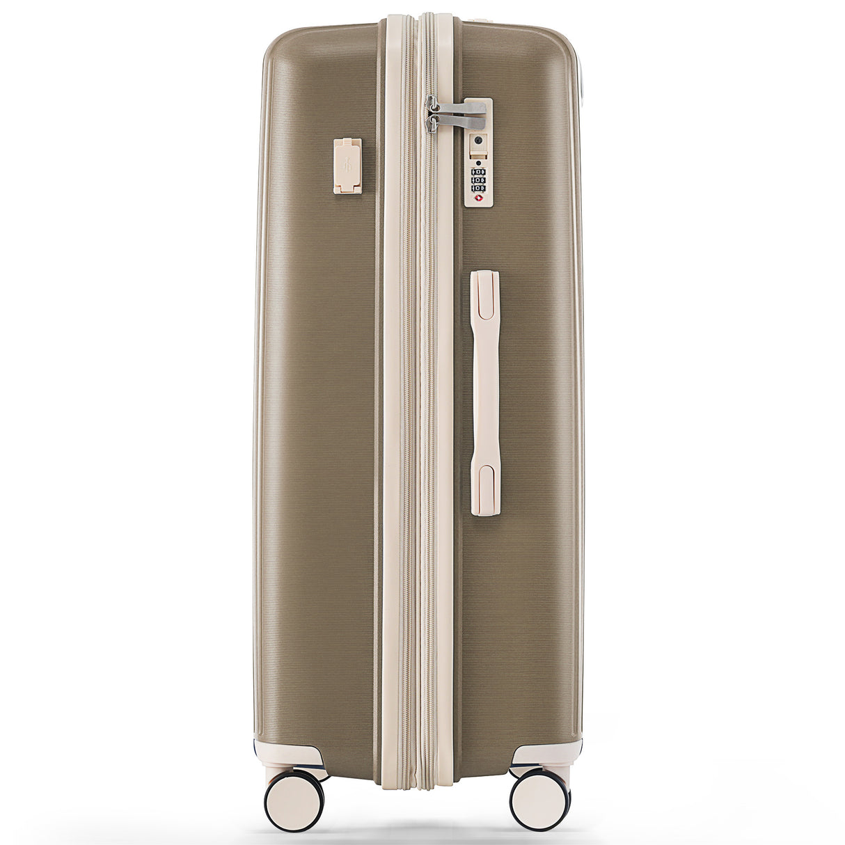 VACAMAMI 3 Piece Suitcase Set 20/24/28 with USB Port  light brown