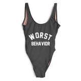 WORST BEHAVIOR One Piece Swimsuit Summer Swimwear Women Bathing Suit High Cut Low Back Beach Wear