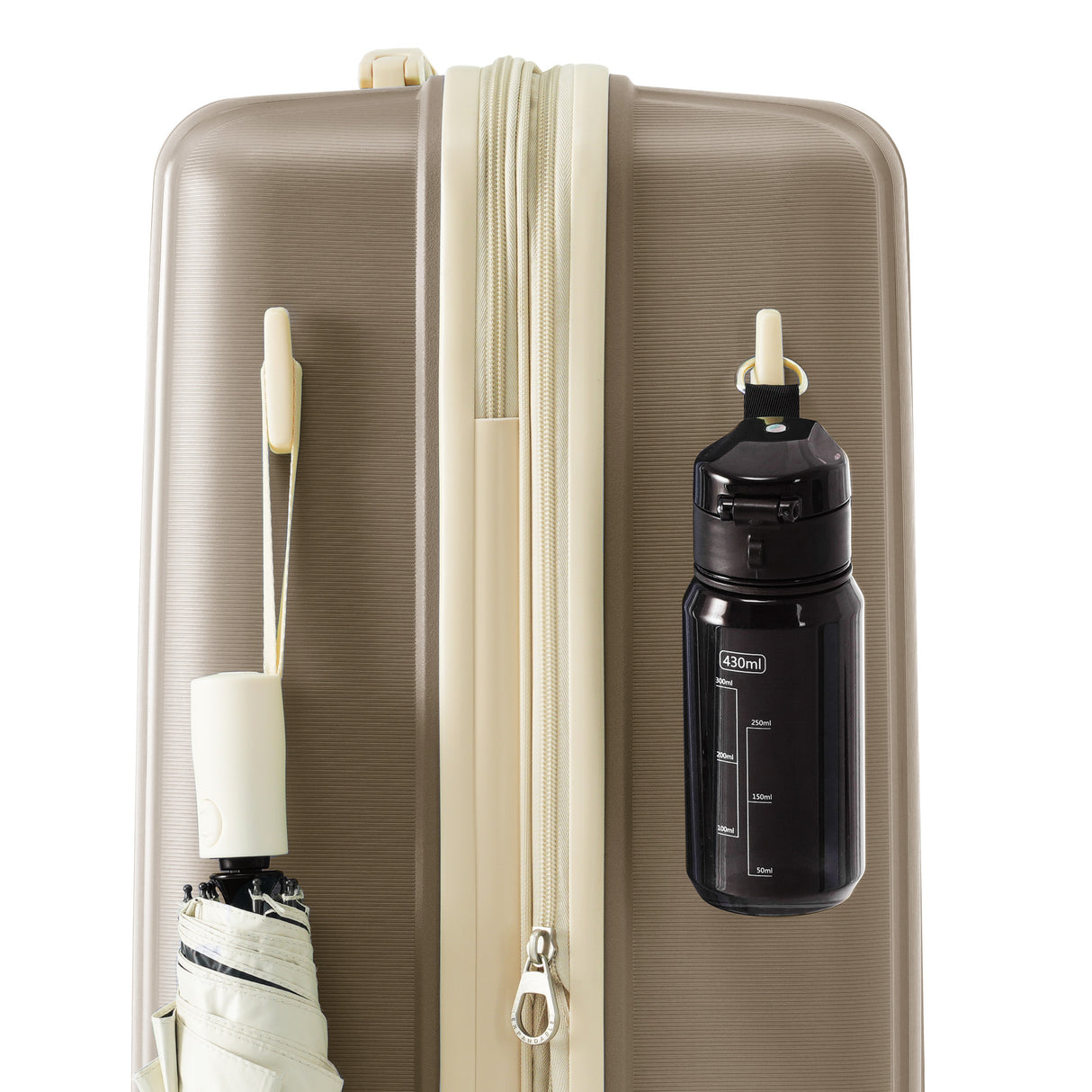 VACAMAMI 3 Piece Suitcase Set 20/24/28 with USB Port  light brown