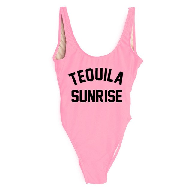 TEQUILA SUNRISE New Sexy Swimwear Women Female Bathing Suit Monokini Beach Backless Bikini Swim Wear - VACAMAMI