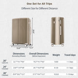 VACAMAMI 3 Piece Suitcase Set 20/24/28 with USB Port  light brown