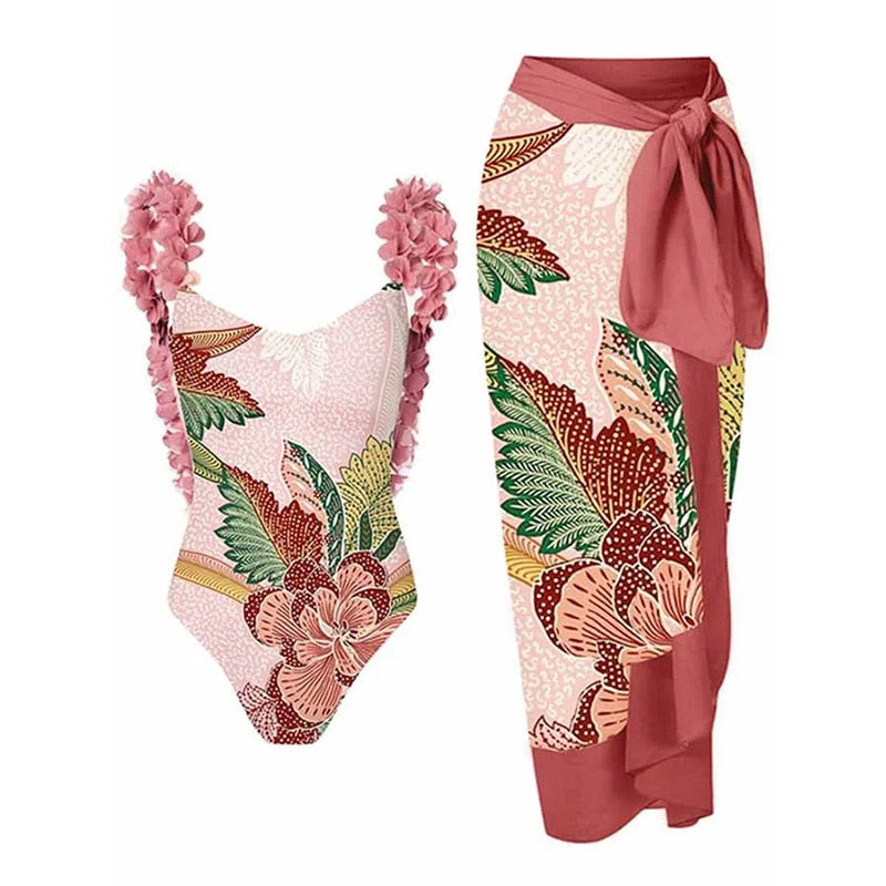 Woman Swimwear Summer Bikini Slim Beachwear Push Up Swimsuit High Waist Patchwork Retro Printed Bathing Suit Dress