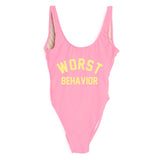 WORST BEHAVIOR One Piece Swimsuit Summer Swimwear Women Bathing Suit High Cut Low Back Beach Wear