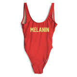 MELANIN Letter Print One Piece Swimsuit Women Swimwear Summer Bathing Suit Sexy Beachwear Monokini