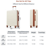 VACAMAMI 3 Piece Suitcase Set 20/24/28 Beige and Brown