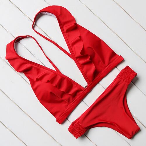 Sexy Bikini Swimsuit Swimwear Women Push Up Solid Swimming Bathing Suit Beachwear