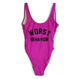 WORST BEHAVIOR One Piece Swimsuit Summer Swimwear Women Bathing Suit High Cut Low Back Beach Wear