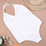 One Piece Swimsuit Plus Size Swimwear Women Hollow out Solid Bathing Suit Monokini Beach Wear Bikini Set Swim Tankini Suit - VACAMAMI