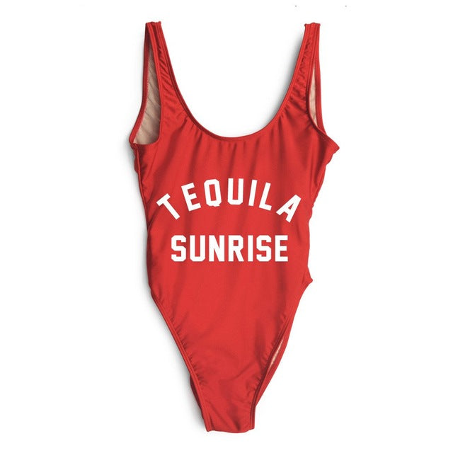 TEQUILA SUNRISE New Sexy Swimwear Women Female Bathing Suit Monokini Beach Backless Bikini Swim Wear - VACAMAMI