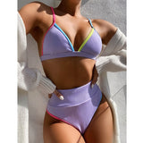 Swimsuit Women High Waist Bikini Sets Patchwork Bathing Suits 2 pieces Beachwear Swim Suit Female Summer biquini Swimwear