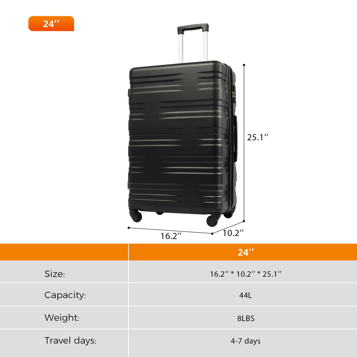 VACAMAMI Merax Carry On TSA Lock Suitcase (24")