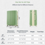 VACAMAMI Green & Ivory 3 Piece Suitcase Set 20/24/28 with USB Port