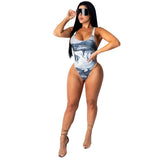 Joskaa Money Print Beach Wear Swimming Suit for Women Summer Two Piece Set Bathing Suit Sexy Swimwear with Cover Up Set - VACAMAMI