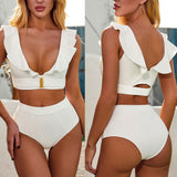 Top bikinis mujer White Strap Tankini Bodysuit Bikini Swimwear High Waist Bathing Lady Swimming Suit high waist bikini