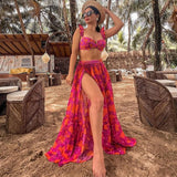 Women Swimwear Vintage Swimsuit Printed Split Slimming Push Up Bikini Micro Monokini Sexy Surf Beach Skirt Bathing Suit