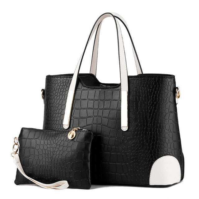 Women Bag Vintage Messenger Bags Shoulder Handbag Women Top-Handle Crocodile Pattern Composite Bag