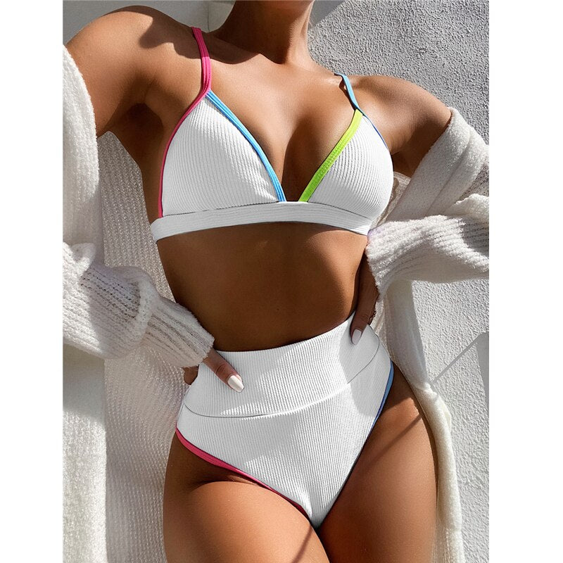 Swimsuit Women High Waist Bikini Sets Patchwork Bathing Suits 2 pieces Beachwear Swim Suit Female Summer biquini Swimwear