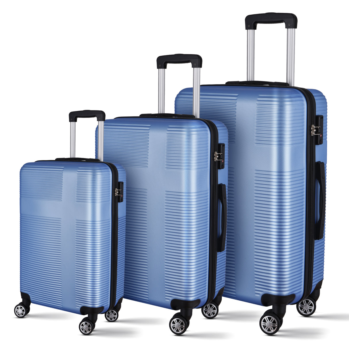 VACAMAMI 3 Piece Luggage w/ TSA Lock ABS, 20in/24in /28in Light Blue