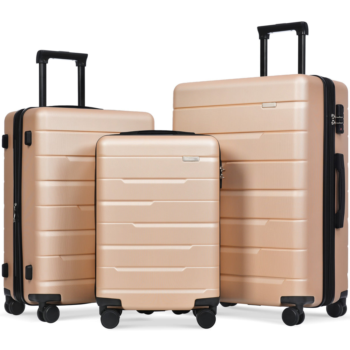 VACAMAMI Champagne 3 Piece Suitcase Set 20/24/28 Carry on Luggage