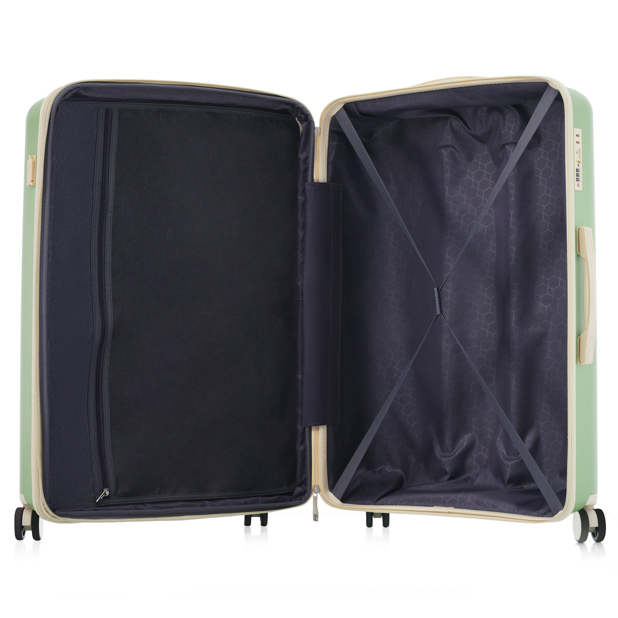 VACAMAMI Green & Ivory 3 Piece Suitcase Set 20/24/28 with USB Port