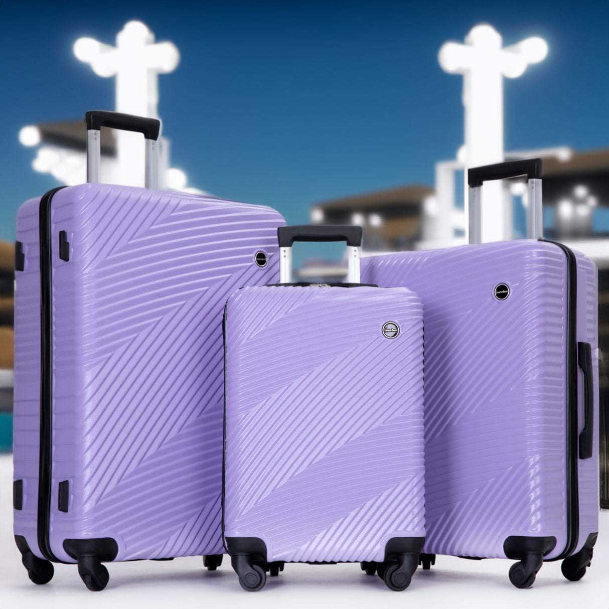 VACAMAMI 3 Piece Lightweight Suitcase (20/24/28) Light Purple