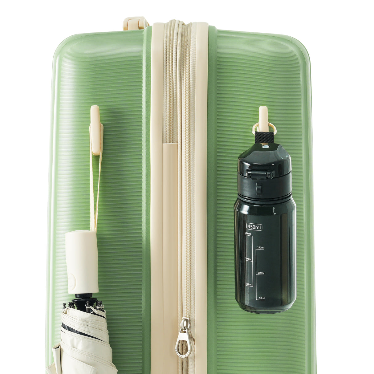 VACAMAMI Green & Ivory 3 Piece Suitcase Set 20/24/28 with USB Port