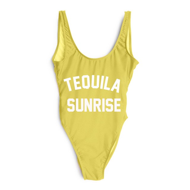 TEQUILA SUNRISE New Sexy Swimwear Women Female Bathing Suit Monokini Beach Backless Bikini Swim Wear - VACAMAMI