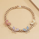 VACAMAMI Hip Hop Punk Retro Full Diamond Butterfly Necklace