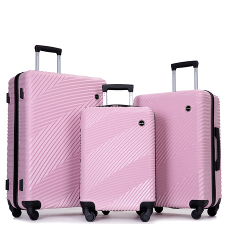 VACAMAMI 3 Piece Lightweight Suitcase (20/24/28) Pink