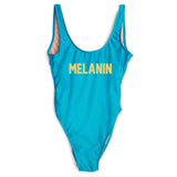 MELANIN Letter Print One Piece Swimsuit Women Swimwear Summer Bathing Suit Sexy Beachwear Monokini