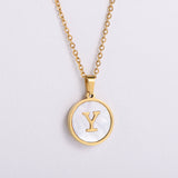 VACAMAMI Round Titanium Steel 18k Gold 26 Letters  Necklace