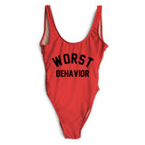 WORST BEHAVIOR One Piece Swimsuit Summer Swimwear Women Bathing Suit High Cut Low Back Beach Wear