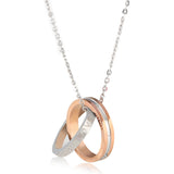 VACAMAMI LOVE Letter Double Ring Pendant Titanium Steel Necklace