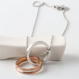 VACAMAMI LOVE Letter Double Ring Pendant Titanium Steel Necklace