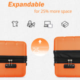 VACAMAMI 3 Piece Suitcase Set 20/24/28 Carry on Orange