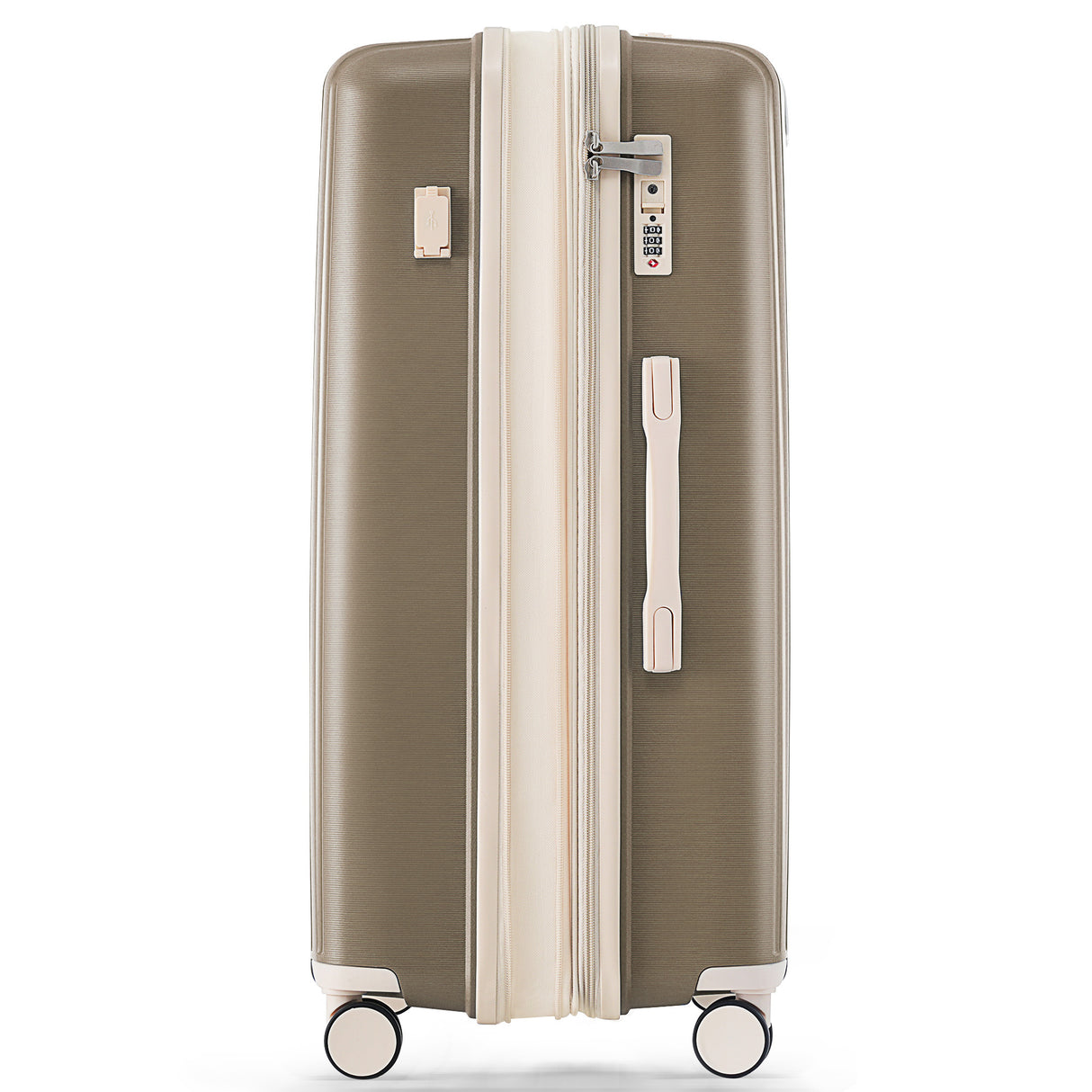 VACAMAMI 3 Piece Suitcase Set 20/24/28 with USB Port  light brown