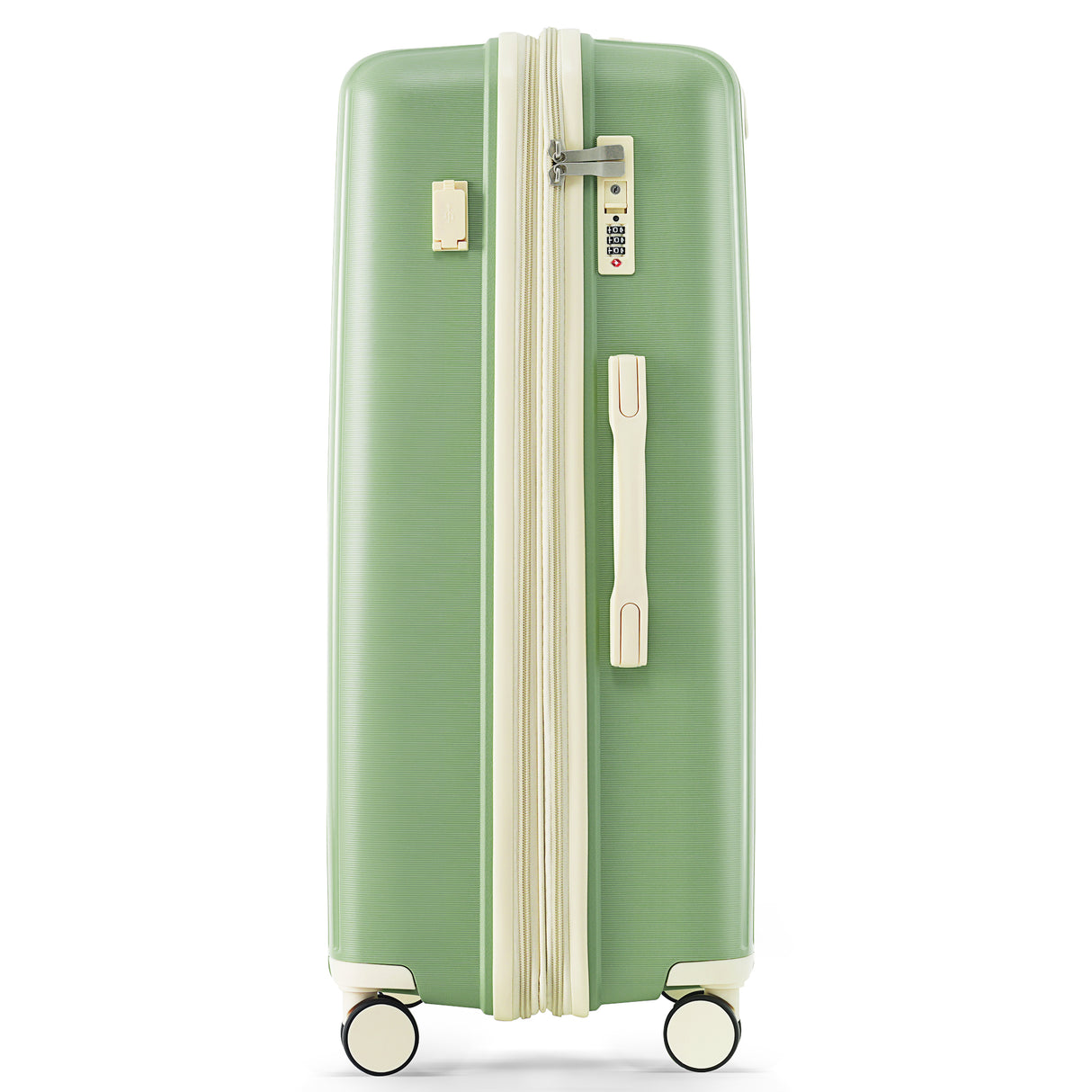 VACAMAMI Green & Ivory 3 Piece Suitcase Set 20/24/28 with USB Port