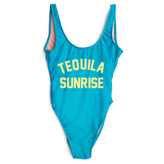 TEQUILA SUNRISE New Sexy Swimwear Women Female Bathing Suit Monokini Beach Backless Bikini Swim Wear - VACAMAMI