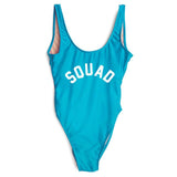 SQUAD One Piece Swimsuit Swimwear Women Summer Bathing Suit Sexy Bodysuit