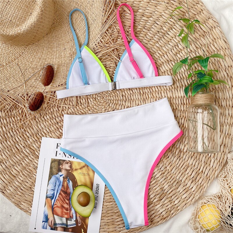 Swimsuit Women High Waist Bikini Sets Patchwork Bathing Suits 2 pieces Beachwear Swim Suit Female Summer biquini Swimwear