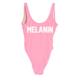 MELANIN Letter Print One Piece Swimsuit Women Swimwear Summer Bathing Suit Sexy Beachwear Monokini