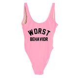 WORST BEHAVIOR One Piece Swimsuit Summer Swimwear Women Bathing Suit High Cut Low Back Beach Wear