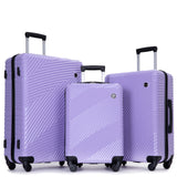 VACAMAMI 3 Piece Lightweight Suitcase (20/24/28) Light Purple