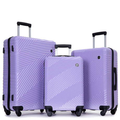 VACAMAMI 3 Piece Lightweight Suitcase (20/24/28) Light Purple