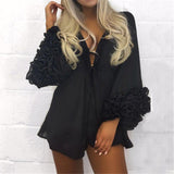 Long Puff Sleeve Beach Cover up Dress - VACAMAMI