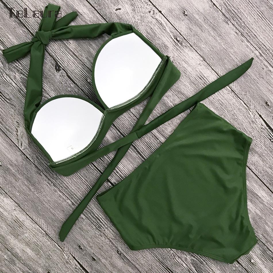 High Waist Push Up Halter Top Swim